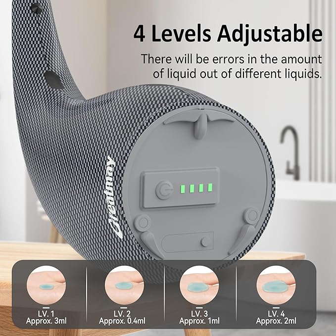 Adjustable Automatic Soap Dispenser Touchless, 4 Adjustable Levels Touchless Sensor Liquid Soap Pump Dispenser，300ml Rechargeable Magnetic Charging Hand Soap Dispenser for Kitchen，Bathroom
