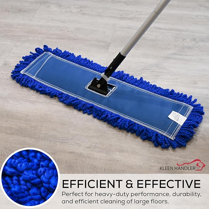 Kleen Handler 24 inch Microfiber Dust Mop | Medium Washable Commercial Mop Head Replacement, Pack of 3