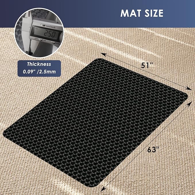 Vicwe Office Chair Mat for Carpet, 63" x 51"Anti-Slip Waterproof Floor Protector Desk Chair Mat for Rolling Chairs, Heavy Duty Chair Mat with Studs,Easy Glide Floor Mat for Home,Gaming
