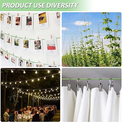 3/16" Wire Rope, 100 Ft PVC Coated Wire Cable Metal Steel Cable Trellis Kit, Multi-use Clothes Line Cable for T Post/Climbing Grapevines Plants Outdoor/String Light Hanging Kit