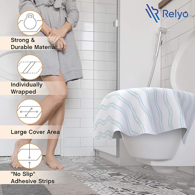 Toilet Seat Covers Disposable - 20 Pack - Waterproof, Ideal for Kids and Adults – Extra Large, Individually Wrapped for Travel, Toddlers Potty Training in Public Restrooms (Waves, 20)