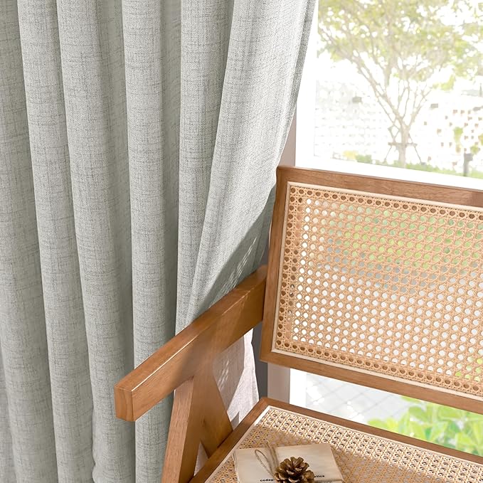 YoungsTex Light Grey Linen Curtains 78 Inch Length for Living Room, Light Filtering Semi Sheer Window Drapes Rod Pocket Back Tab Curtain for Bedroom Office Dining, 2 Panels, 52 X 78 Inch