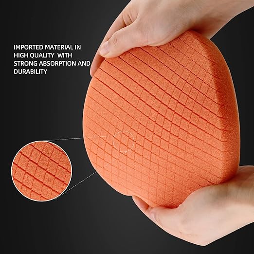 SPTA Orange Light Cut Pad, Buffing Polishing Pads, 1Pc 3.5 Inch Face for 3 Inch 80mm Backing Plate Compound Buffing Sponge Pads for Car Buffer Polisher Compounding, Polishing and Waxing -FPTSS3O