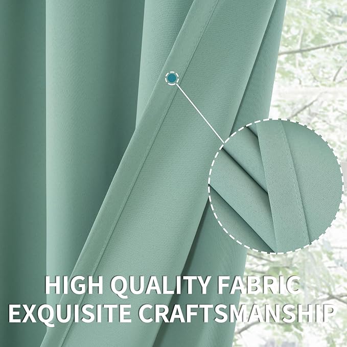 BGment Light Sage Blackout Curtains 40 Inches Length for Bedroom Kitchen - Rod Pocket Thermal Insulated Drapes for Short Window Cafe Decorative Privacy, 42 x 40 Inch, 2 Panels