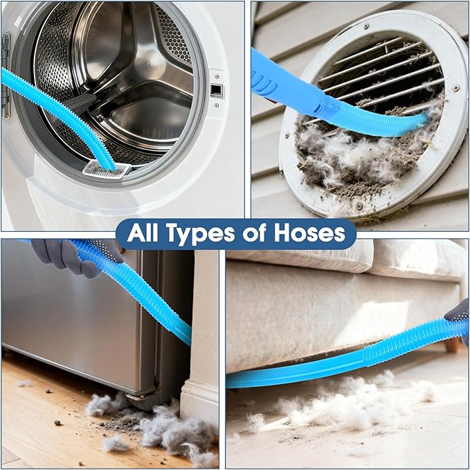 Universal Dryer Vent Cleaner Kit Compatible with All Vacuum Cleaner Include Vacuum Hose Attachment Accessories Brush Lint Brush,Dryer Vent Vacuum Hose with Gloves