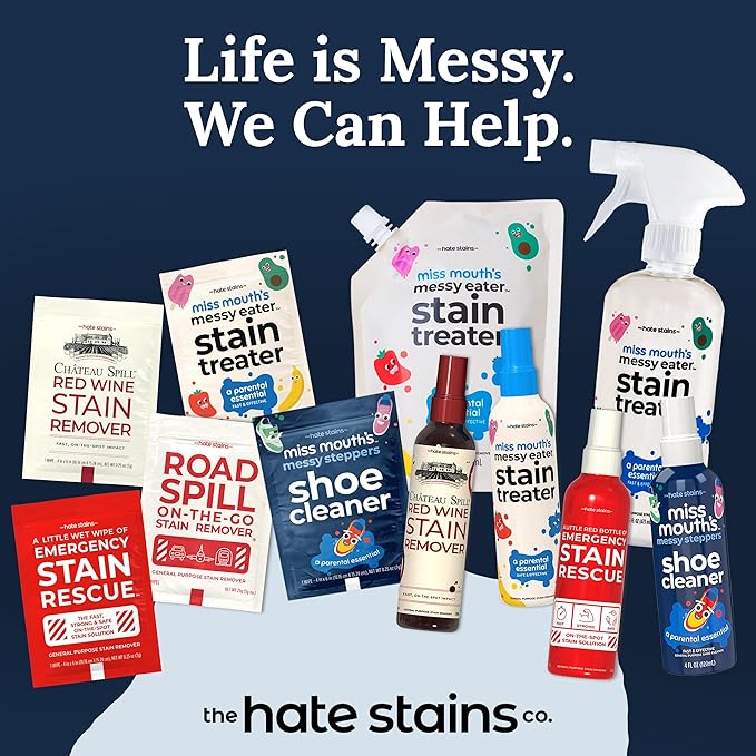 Miss Mouth's Messy Eater Stain Treater Spray - 4oz & 10 Wipes Stain Remover - Newborn & Baby Essentials - No Dry Cleaning Food, Grease, Coffee Off Laundry, Underwear, Fabric