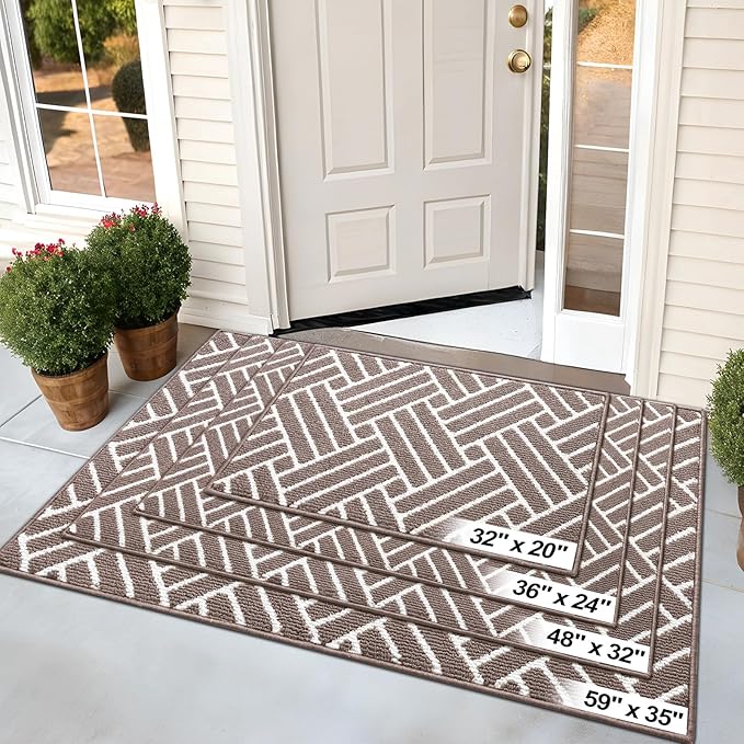 OLANLY Indoor Door Mat, 36x24 Inch, Dirt Resistant and Absorbent, Non-Slip Rubber Backing Floor Mats, Easy Clean Low-Profile Doormat for Entryway, Front Door, and Inside Entrance, Brown