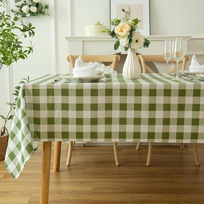 Classic Gingham Buffalo Tablecloth Fabric - Oblong 58x144 Inch Water Proof Checkered Table Cloth for Indoor Outdoor - Table Cover for Birthday, Picnics, BBQs, and Parties