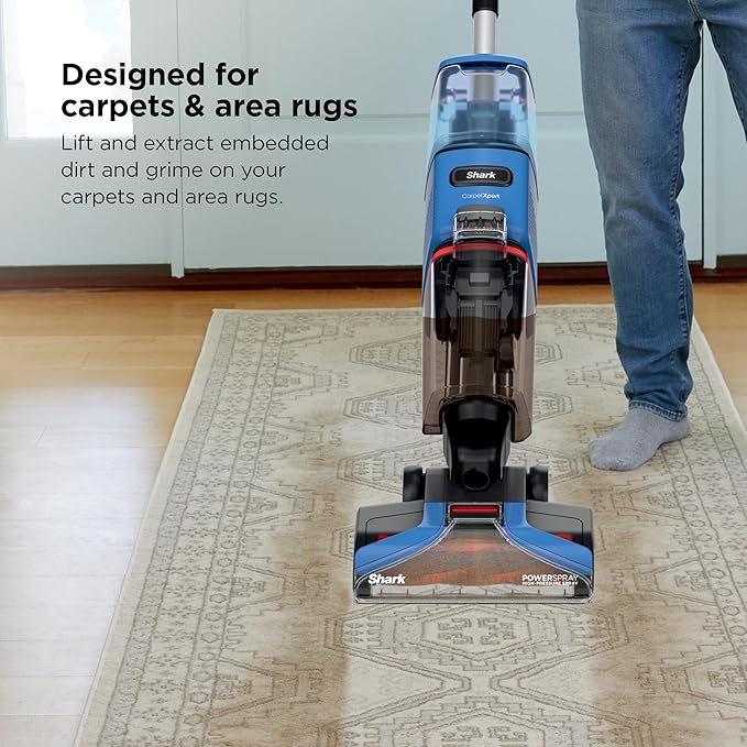 Shark CarpetXpert Upright Carpet & Area Rug Cleaner, Perfect for Pets, Lightweight & Powerful, Dirt, Grime, & Odor Removal, Carpet Shampooer, Cleaning Solution, Blue, EX121BRN