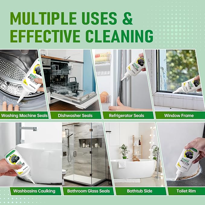 Stain Remover Gel Cleaner, Home Stain Remover Cleaner for Front Loader Washing Machine Black Stain Removal Multi-Surface Stain Cleaning Gel for Bathroom Seals, Grout, Shower & Tile,Caulk,Tub