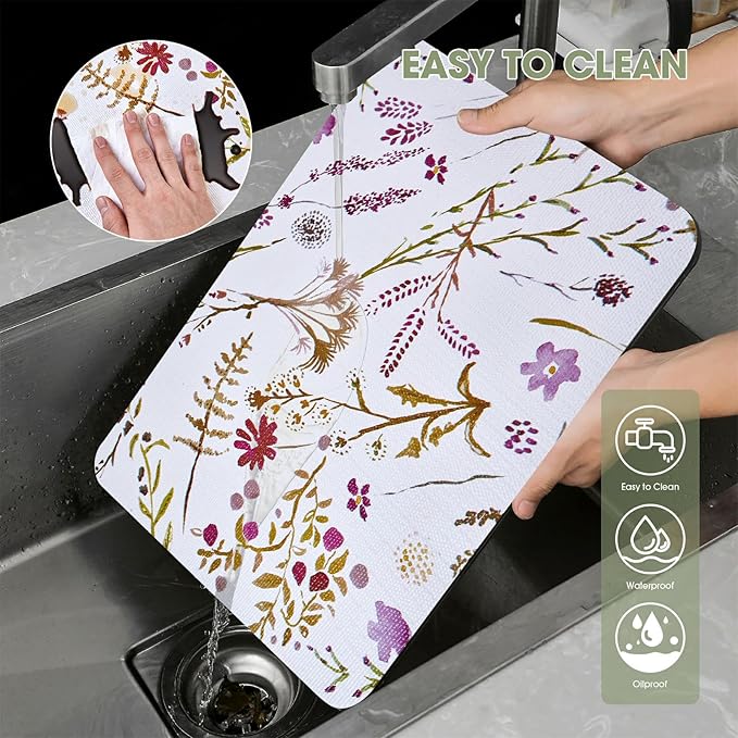 Drawer and Shelf Liner for Kitchen Cabinets, Non Adhesive, Non Slip Drawer Liner Shelf Paper for Kitchen, Waterproof Floral Shelf Liner (Colorful Floral, 18INx20FT)