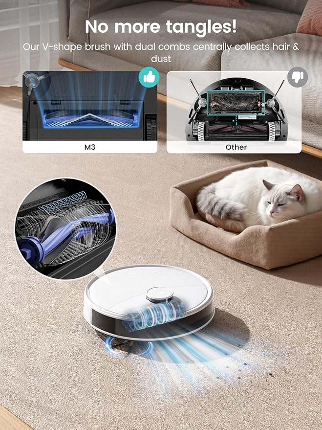 Lefant LiDAR Robot Vacuum and Mop, All-in-One Dock,56-Day Self-Emptying, 190° PSD Obstacle Avoidance, Customized Cleaning, 12000Pa Strong Suction, 220 Min Runtime, WiFi/Alexa/APP/iWatch, M3