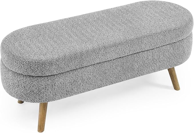 Furnimart 43.5" Queen Size Storage Ottoman Bench, Flip Top End of Bed Storage Bench, Upholstered Blanket Bench for Bedroom, Entryway, Living Room, Tufted Looped Pile Yarn Fabric (Grey)