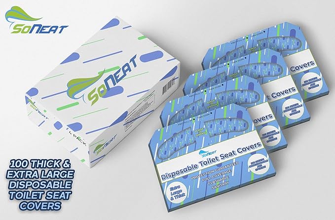 Disposable Toilet Seat Covers XL Half Fold Flushable – 400 Sheets (4 Pack) for Public Facilities, Office, School, Hotel & Business Use – Premium toilet seat cover For Commercial Wall Dispenser