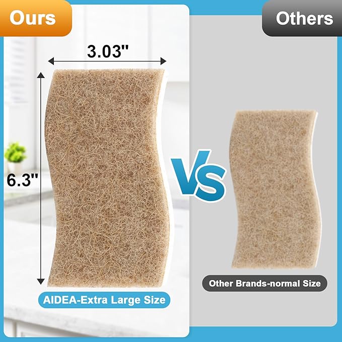 AIDEA XL Sponges Kitchen, 12Count, Non-Scratch Scrub Sponge, Large Natural Sponge for Non Stick Cookware, Cellulose Cleaning Sponge for Dishes, Kitchen, Bathroom, Household