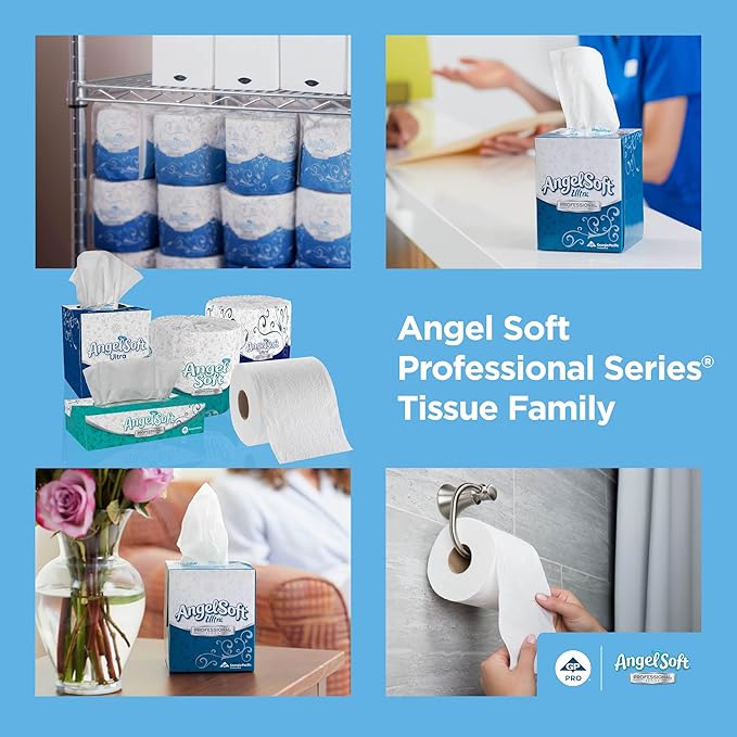 Georgia-Pacific Angel Soft Professional Series Polyflex 2-Ply Facial Tissue Paper (47580),96 Sheets Per Pack, 54 Bulk Tissue Packs Per Case, Fits Any Dispenser