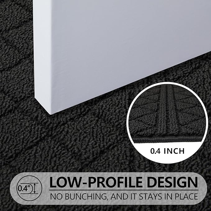 REFETONE Indoor Doormat, Front Back Door Mat 32"x40" Absorbent Rubber Backing Non Slip Door Mats, Low-Profile Resist Dirt Entrance Rugs, Machine Washable Door Rug Inside Floor Mat for Entryway, Black