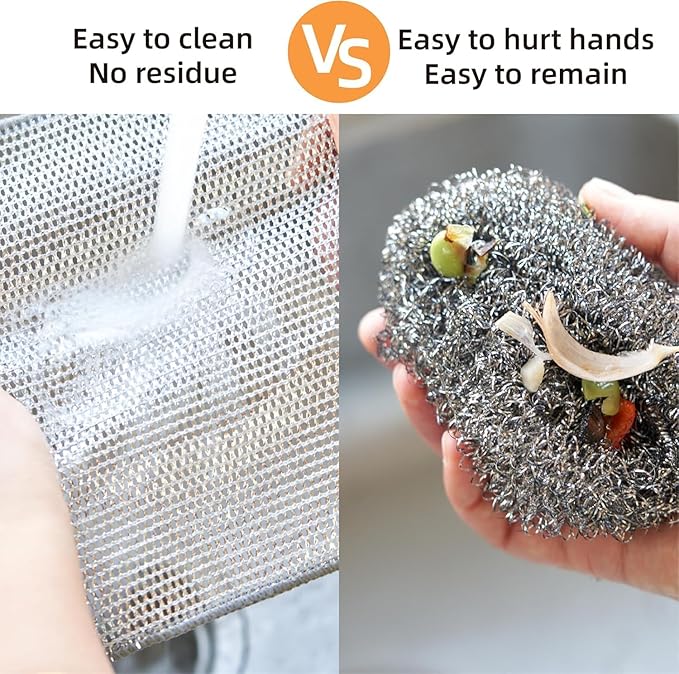 Multipurpose Wire Miracle Cleaning Cloths, Magnifying Wire Dishwashing Rags for Wet and Dry Mesh Microfiber Cleaning Cloth for Metal, Kitchen, Dishes