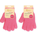 Evridwear Exfoliating Gloves for Shower, 100% Nylon Thick Soft Medium Heavy Bathing Gloves Dead Skin Remover Body Scrubber Smooth Skin with Hang Loop, 2 Pairs Heavy Hot Pink