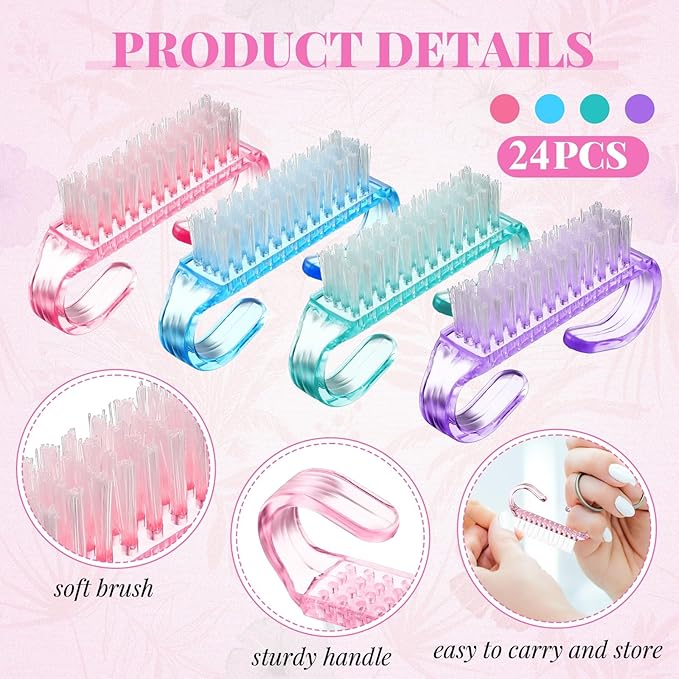Patelai 48 Pcs Handle Grip Nail Brush Bulk Colorful Nail Scrubber Cleaner Fingernail Brushes Hand Toes Scrub Cleaning Brushes Pedicure Scrubbing Tool for Men and Women, Multicolor Brush