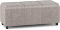 SIMPLIHOME Avalon 42 inch Wide Contemporary Rectangle Storage Ottoman in Distressed Grey Taupe Vegan Faux Leather, Assembled, for the Living Room, Entryway and Family Room