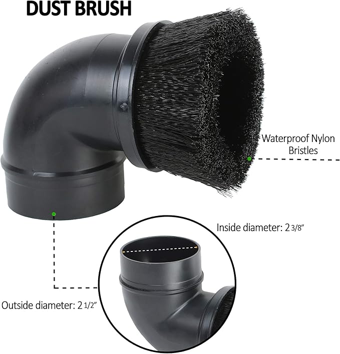 2 1/2 inch Attachments & Accessories 2.5 Wet Dry Vac - Extension Wands, Floor Brush, Dust Brush, Crevice Tool, Utility Nozzle, Compatible with Shop Vac - 6-Pack Attachments