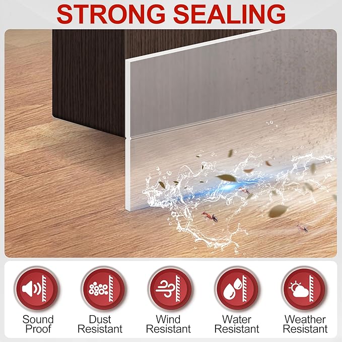 MYFAMIREA Door Weather Stripping 2IN (W) x 20FT (L) Door Draft Stopper Seal Tape Silicone Seal Strip Self Adhesive Shower Sweep Insulation Tape Side Bottom Strip for Sliding Glass Window Gap, Clear