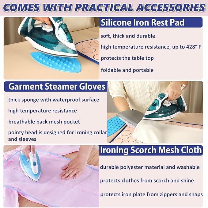 Portable Ironing Mat for Table Top Ironing Pad for Countertop Thick Ironing Blanket Over The Door Steamer Pad Washer Dryer Heat Resistant Pad Cover Travel Ironing Board (Medium 31.5"x23.6")