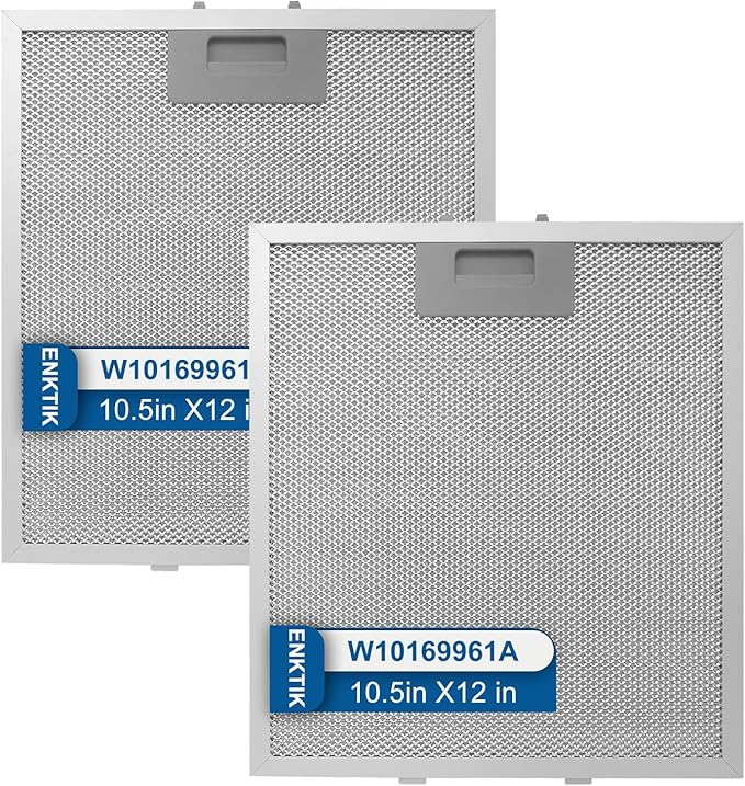 2-Pack W10169961A Range Hood Filter 10.5" X 12" With 5-Layer Aluminum Mesh Fit for Whirlpool, Kitchen Aid, Jenn-Air Range Hoods by ENKTIK (3)