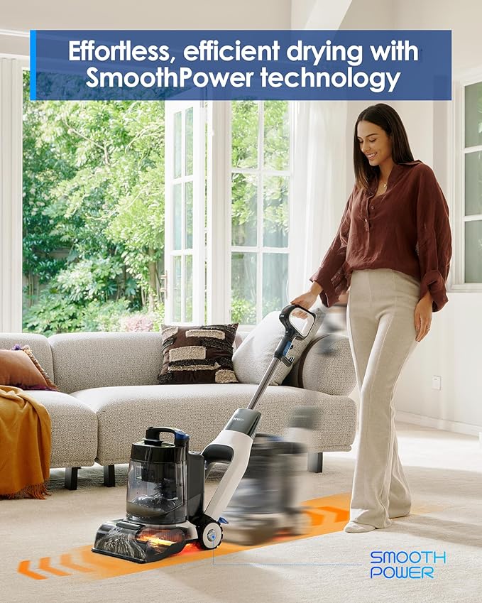 Tineco CARPET ONE Cruiser Smart Carpet Cleaner, Self-Cleaning and FlashDry, Deep Cleaning for Carpet and Upholstery 167℉ PowerDry 130W Powerful suction SmoothPower