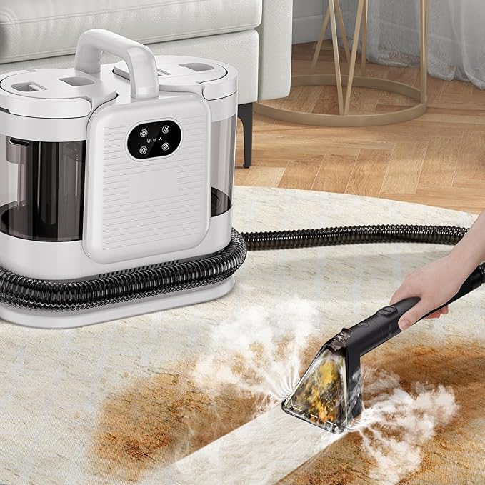 Portable Carpet and Upholstery Cleaner Machine, Deep Cleaning Carpet Shampooer and Multi-Stain Spot Cleaner for Pets, Sofa, Couch, Rug, Car Seat, Stairs & Furniture(White)