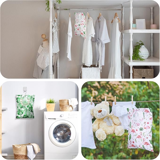 Woanger 2 Pcs Clothes Pin Bag Clothespin Holder 15 x 11 in to Hang on Line Clothes Pin Hanging Bag for Clothesline Outdoor Storage Organizer Basket with Large Opening(Elegant Style)