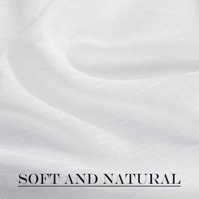 NICETOWN Sidelight French Door Panel, Linen Textured Look Translucent Privacy Side Light Sheer Front Door Curtain Including Tieback, 30 inches Wide x 72 inches Long, White