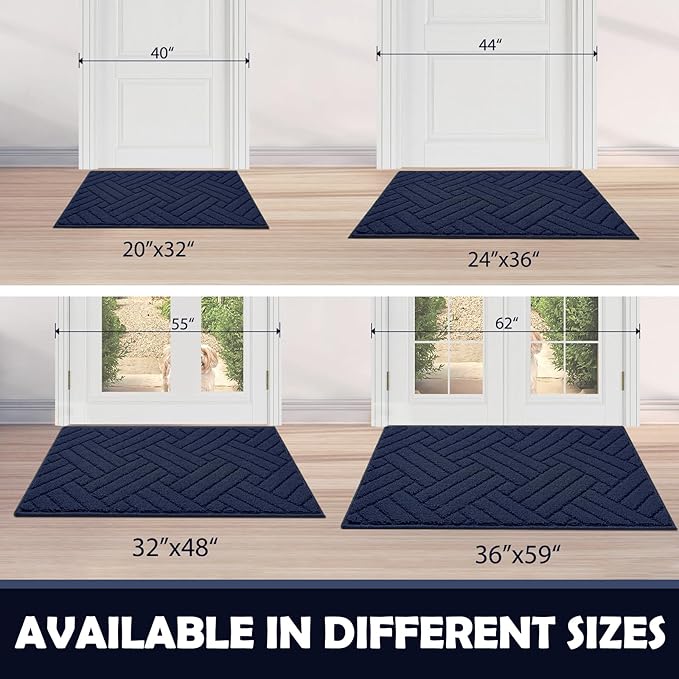 Door Mat Indoor Doormat, Entryway Rug Door Mats Non-Slip Rubber Backing, Low-Profile Entrance Rugs, Absorbent Resist Dirt Doormats Floor Door mat for Entryway,Blue 24"x36"