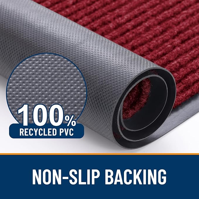 OLANLY Front Door Mat Indoor Outdoor Entrance, Waterproof Heavy Duty Doormat, Fade Resistant, Low Profile, Easy Clean Patio Porch Welcome Floor Mats for Entry, 59x24, Wine Red