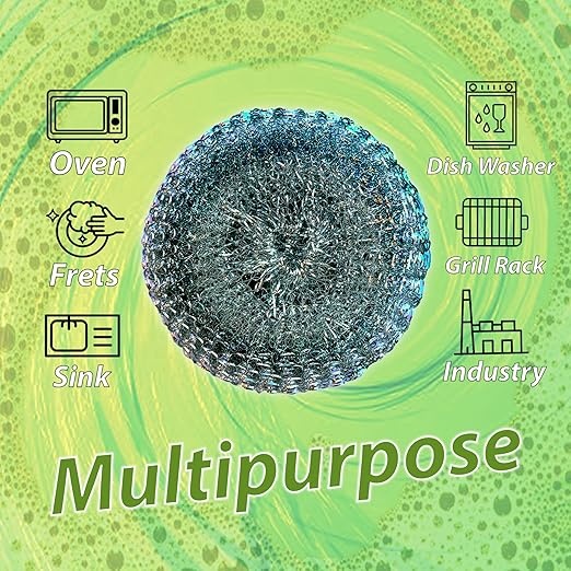 3 Pcs ESSPERTA Stainless Steel Wool Scrubber，3 Steel Scrubber Wool Pads for Cleaning Dishes, Metal Scrubber Pot Scrubbers Can Clean Iron Pots, Stoves, Barbecue Grills, Wash Sink