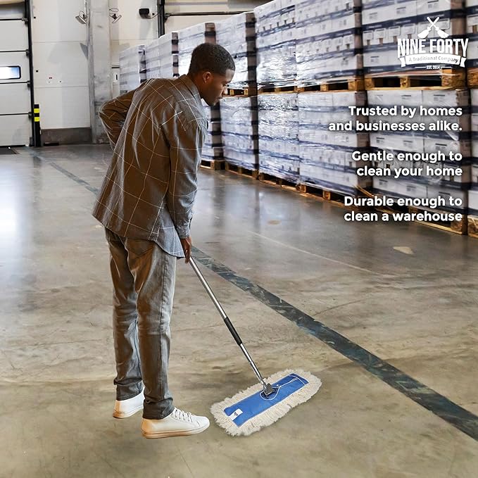 Nine Forty Industrial-Grade 36x5 Cotton Dust Mop Head Refills, Perfect Replacement for Busy Home, Gym, Industrial and Commercial Spaces, Heavy-Duty Mop for Janitorial & Housekeeping Needs - 1 Pack