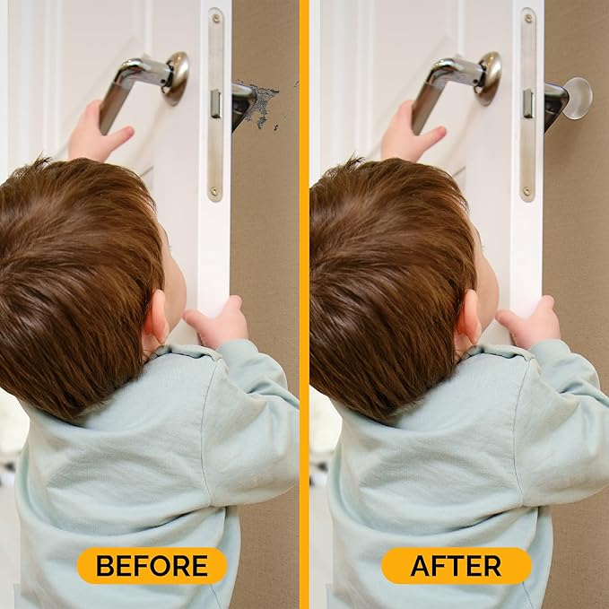 Ducki Door Stop Wall Protector | Self Adhesive Door Knob Wall Protectors from Door Knobs | Rubber Door Stoppers for Wall Damage & Noise | Durable, Shock Absorbent & Discreet | 6 Pack Clear Door Stops