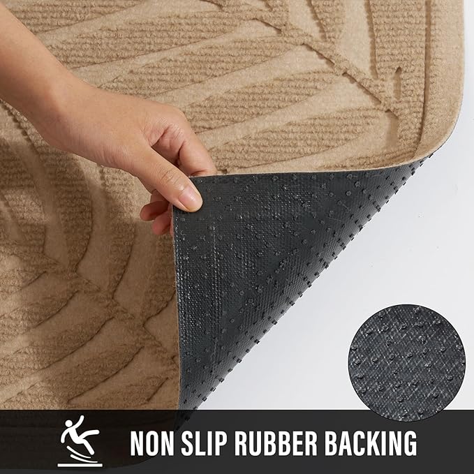 Front Door Mat, Absorbent Resist Dirt Welcome Door Mat Indoor Outdoor, Waterproof Doormat, Sturdy Non Slip Backing, Fade Resistant, Low Profile Entry Mat for Entryway, 47×32, Beige