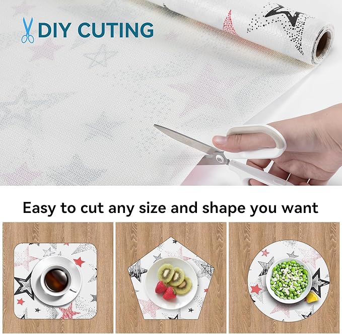 Non Adhesive Shelf Liner 12" W x 360" L Pantry Liner for Shelves Cupboard Liner Kitchen Cabinet Cover Easy to Trim