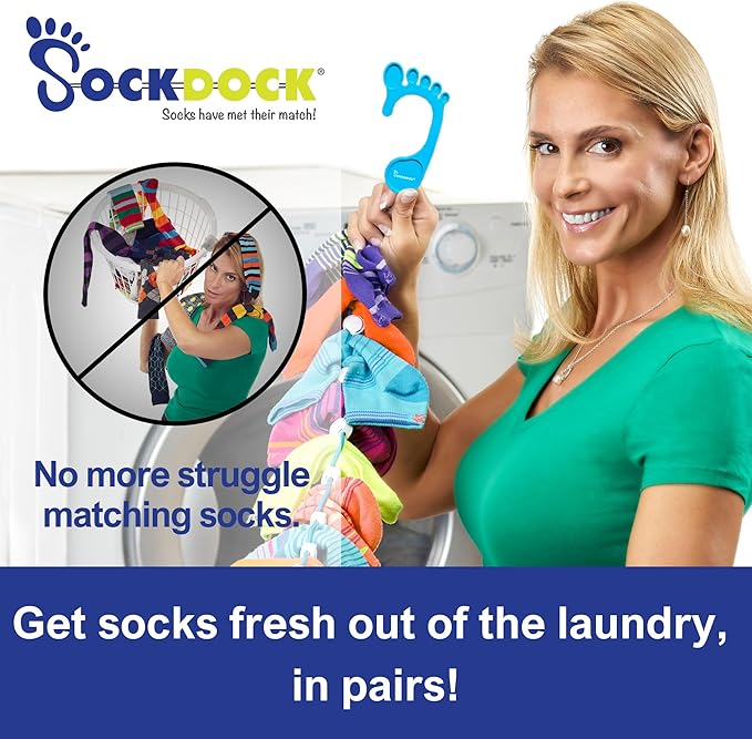 Sock Laundry Solution for Washing Drying & Storing Socks in Pairs, Clip & Hold Socks in Washer Dryer & Closet 2-Pack