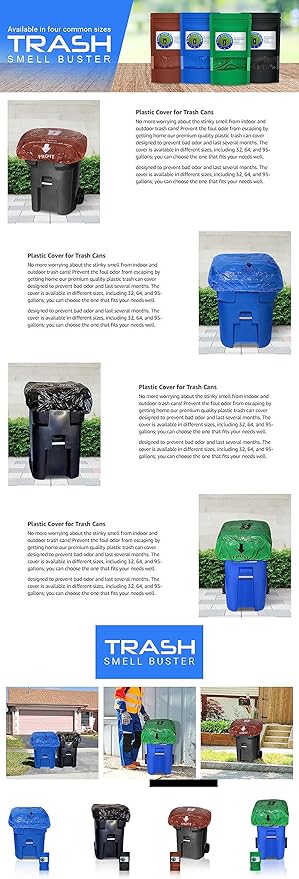 32 Gallon Trash Can Cover Odor Eliminating Bag with Elastic Band Lemon Scented Durable Chemical Free 1 Cover