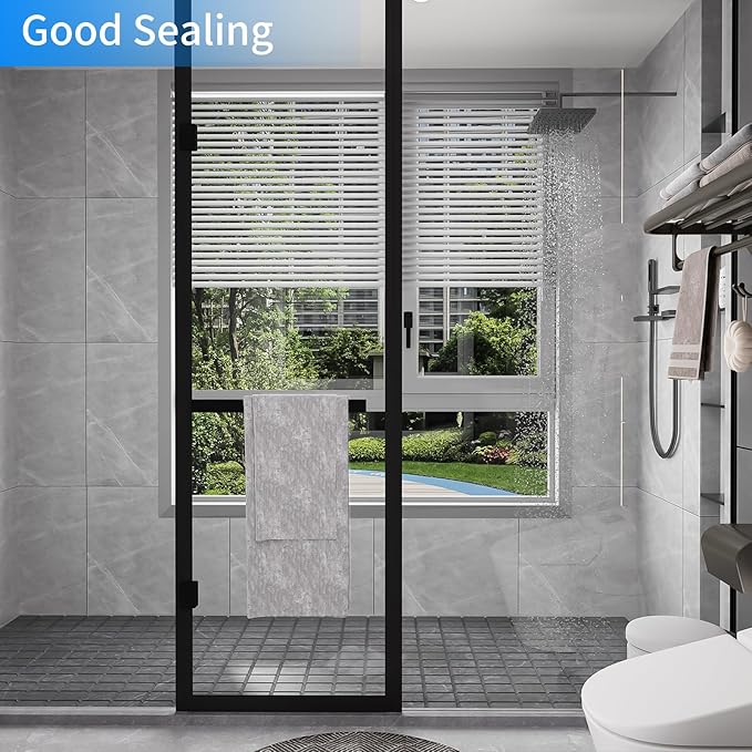 Heavy-Duty 36 ft x 1 in Weather Stripping, Extra Thick 2mm Door Draft Stopper Silicone Seal Strip for House and Glass Shower Doors for Collision and Side Gaps of Door and Windows, Black