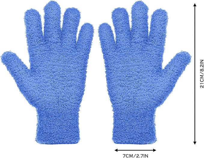 Patelai Microfiber Gloves for Plants Dusting Cleaning Glove Mittens, Navy Blue, 4 Count