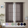Aiyufeng Sheer Curtains 63 Inch Length 2 Panels Set, Solid Brown Light Filtering Voile Window Treatments for Bedroom Living Room, Modern Wavy Line Textured, 40" W X 63" L