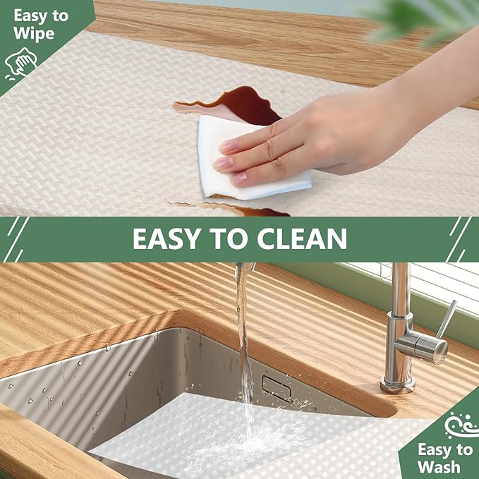 Shelf Liners, Non-Adhesive Drawer Liner, Waterproof & Oil-Proof Kitchen Cabinet Cupboard Liner Plastic EVA Material BPA Free Fridge Liner Mats Paper Protector for Shelves (Clear/20in x 240in)