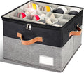 Shoe Organizer for Closet, Foldable Shoe Storage Bins with Clear Cover, Space Saving Shoes Holder with 4 Handles, Large Adjustable Shoe Box Storage Containers, Fits 8-16 Pairs, 1 Pack, Black