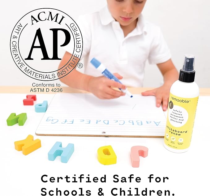 Remooble Dry Erase Whiteboard Cleaner Spray & Microfiber Cleaning Cloth - Safely Removes Tough Stains and Ghosting, 8 oz.