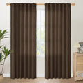 YoungsTex Brown Linen Curtains 80 Inch Length for Living Room, Semi Sheer Window Drapes with Rod Pocket Back Tab Light Filtering for Farmhouse Dining Room Bedroom, 2 Panels, 52 X 80 Inch