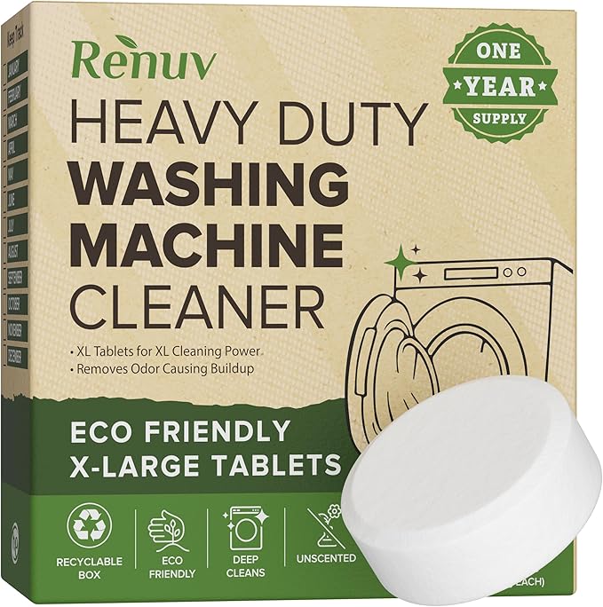 Renuv Washing Machine Cleaner + Dishwasher Cleaner Bundle - Heavy Duty Appliance Deep Cleaning, Descaling and Deodorizing